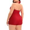 imageWomens Plus Size Bathing Suits One Piece Swimsuit Women Tummy Control Vintage Ruched SwimwearRed