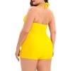 imageWomens Plus Size Bathing Suits One Piece Swimsuit Women Tummy Control Vintage Ruched SwimwearYellow