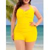 imageWomens Plus Size Bathing Suits One Piece Swimsuit Women Tummy Control Vintage Ruched SwimwearYellow