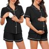 imageAmerican Trends Maternity Nursing Pajamas Button Down Postpartum Lounge Sets for Women Pregnancy Breastfeeding PjsBlack
