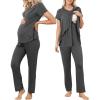 imageAmerican Trends Maternity Nursing Pajamas Postpartum Breastfeeding Labor Delivery Pjs Pregnancy Sleepwear Lounge SetGray