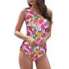 imageAmerican Trends One Piece Swimsuit Women Modest Bathing Suit Teen Girls Swim Suit Full Coverage Swimsuit Criss Cross BackPink Oil Painting