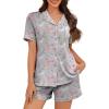 imageAmerican Trends Womens Pajama Sets Button Down Pajama Shorts Short Sleeve Pj Sets for Woman Y2k Pjs Lounge Sets SleepwearRabbit Love Grey