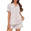 imageAmerican Trends Womens Pajama Sets Button Down Pajama Shorts Short Sleeve Pj Sets for Woman Y2k Pjs Lounge Sets SleepwearRabbit White