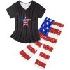 imageAmerican Trends Womens Pajama Sets Two Piece Sleep Shirt Short Sleeve Cartoon Print Pj Set Tops with Capri Pants SleepwearAmerican Flag