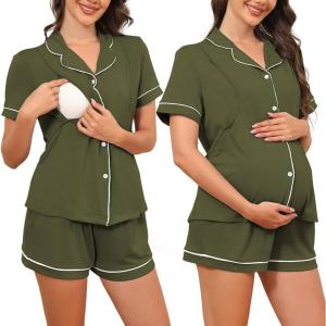 imageAmerican Trends Maternity Nursing Pajamas Button Down Postpartum Lounge Sets for Women Pregnancy Breastfeeding PjsArmy Green