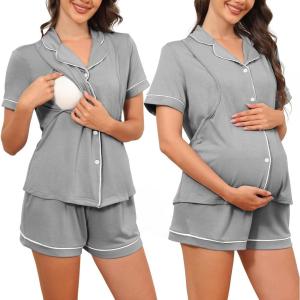 imageAmerican Trends Maternity Nursing Pajamas Button Down Postpartum Lounge Sets for Women Pregnancy Breastfeeding PjsGray