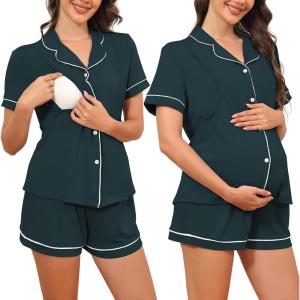 imageAmerican Trends Maternity Nursing Pajamas Button Down Postpartum Lounge Sets for Women Pregnancy Breastfeeding PjsNavy