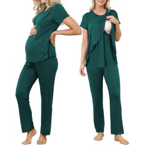 imageAmerican Trends Maternity Nursing Pajamas Postpartum Breastfeeding Labor Delivery Pjs Pregnancy Sleepwear Lounge SetDark Green