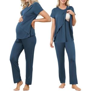imageAmerican Trends Maternity Nursing Pajamas Postpartum Breastfeeding Labor Delivery Pjs Pregnancy Sleepwear Lounge SetNavy