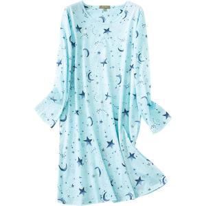 imageAmerican Trends Womens Long Sleeve Nightgowns Sleep Shirts Night Shirts Night Gown House Dresses Ladies Night Dress01 Long Green Star