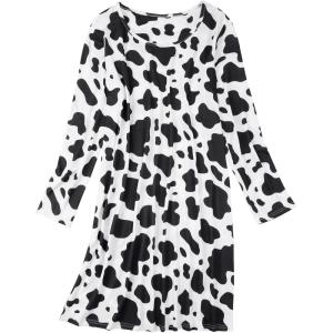 imageAmerican Trends Womens Long Sleeve Nightgowns Sleep Shirts Night Shirts Night Gown House Dresses Ladies Night DressCow Print