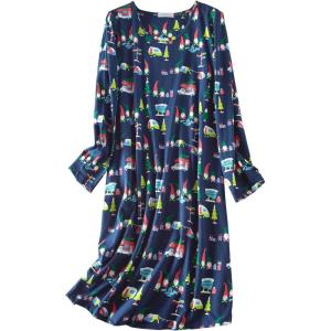 imageAmerican Trends Womens Long Sleeve Nightgowns Sleep Shirts Night Shirts Night Gown House Dresses Ladies Night DressLong Blue Christmas
