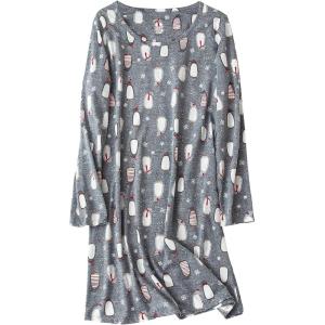 imageAmerican Trends Womens Long Sleeve Nightgowns Sleep Shirts Night Shirts Night Gown House Dresses Ladies Night DressLong Grey Genguin