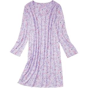 imageAmerican Trends Womens Long Sleeve Nightgowns Sleep Shirts Night Shirts Night Gown House Dresses Ladies Night DressLong Purple Star