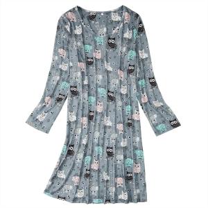 imageAmerican Trends Womens Long Sleeve Nightgowns Sleep Shirts Night Shirts Night Gown House Dresses Ladies Night DressOwl
