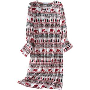 imageAmerican Trends Womens Long Sleeve Nightgowns Sleep Shirts Night Shirts Night Gown House Dresses Ladies Night DressSnow Bear