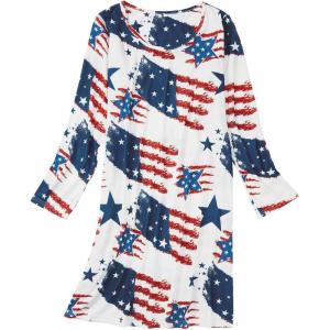 imageAmerican Trends Womens Long Sleeve Nightgowns Sleep Shirts Night Shirts Night Gown House Dresses Ladies Night DressStar American Flag