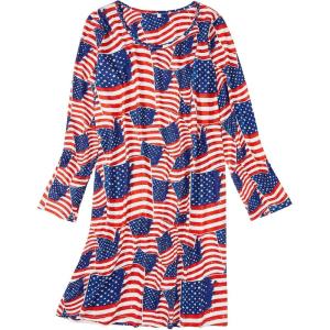 imageAmerican Trends Womens Long Sleeve Nightgowns Sleep Shirts Night Shirts Night Gown House Dresses Ladies Night DressStripe American Flag