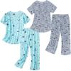 imageAmerican Trends 2 Pack Cotton Pajamas for Women Set Two Piece Short Sleeve Sleepwear Tops with Capri Pants Summer Pj SetSet1