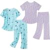 imageAmerican Trends 2 Pack Cotton Pajamas for Women Set Two Piece Short Sleeve Sleepwear Tops with Capri Pants Summer Pj SetSet2