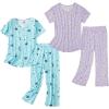 imageAmerican Trends 2 Pack Cotton Pajamas for Women Set Two Piece Short Sleeve Sleepwear Tops with Capri Pants Summer Pj SetSet2