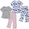 imageAmerican Trends 2 Pack Cotton Pajamas for Women Set Two Piece Short Sleeve Sleepwear Tops with Capri Pants Summer Pj SetSet5