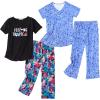 imageAmerican Trends 2 Pack Cotton Pajamas for Women Set Two Piece Short Sleeve Sleepwear Tops with Capri Pants Summer Pj SetSet6