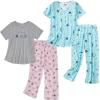 imageAmerican Trends 2 Pack Cotton Pajamas for Women Set Two Piece Short Sleeve Sleepwear Tops with Capri Pants Summer Pj SetSet7