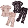 imageAmerican Trends 2 Pack Cotton Pajamas for Women Set Two Piece Short Sleeve Sleepwear Tops with Capri Pants Summer Pj SetSet8