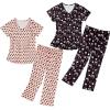 imageAmerican Trends 2 Pack Cotton Pajamas for Women Set Two Piece Short Sleeve Sleepwear Tops with Capri Pants Summer Pj SetSet8