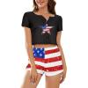 imageAmerican Trends Pajamas Set for Women 2 Piece Button Down Short Sleeve Pj Set Cute Pajamas Floral Sleepwear loungewear setAmerican Flag