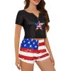 imageAmerican Trends Pajamas Set for Women 2 Piece Button Down Short Sleeve Pj Set Cute Pajamas Floral Sleepwear loungewear setAmerican Flag