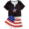 imageAmerican Trends Pajamas Set for Women 2 Piece Button Down Short Sleeve Pj Set Cute Pajamas Floral Sleepwear loungewear setAmerican Flag