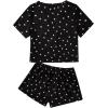 imageAmerican Trends Pajamas Set for Women 2 Piece Button Down Short Sleeve Pj Set Cute Pajamas Floral Sleepwear loungewear setBlack Pink Love