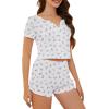 imageAmerican Trends Pajamas Set for Women 2 Piece Button Down Short Sleeve Pj Set Cute Pajamas Floral Sleepwear loungewear setPink Floral