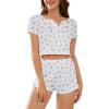 imageAmerican Trends Pajamas Set for Women 2 Piece Button Down Short Sleeve Pj Set Cute Pajamas Floral Sleepwear loungewear setPink Floral