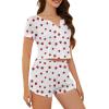 imageAmerican Trends Pajamas Set for Women 2 Piece Button Down Short Sleeve Pj Set Cute Pajamas Floral Sleepwear loungewear setStrawberry Print