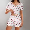 imageAmerican Trends Pajamas Set for Women 2 Piece Button Down Short Sleeve Pj Set Cute Pajamas Floral Sleepwear loungewear setStrawberry Print