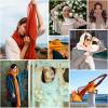 imageAmerican Trends Womens Silk Feeling Scarf Head Scarves Long Satin Scarf Wrap Neck Scarf Lightweight Bandana for WomenYellow