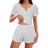 imageAmerican Trends Pajamas Set for Women 2 Piece Button Down Short Sleeve Pj Set Cute Pajamas Floral Sleepwear loungewear setPink Floral