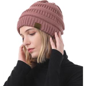 imageAmerican Trends Winter Hats for Women 4 Pack Beanie Hats Caps Knit Chunky Slouchy Beanie HatsA Pin K