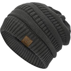 imageAmerican Trends Winter Hats for Women 4 Pack Beanie Hats Caps Knit Chunky Slouchy Beanie HatsDark Grey
