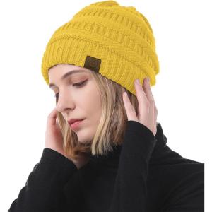 imageAmerican Trends Winter Hats for Women 4 Pack Beanie Hats Caps Knit Chunky Slouchy Beanie HatsYellow