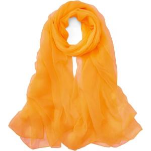 imageAmerican Trends Womens Silk Feeling Scarf Head Scarves Long Satin Scarf Wrap Neck Scarf Lightweight Bandana for WomenOrange