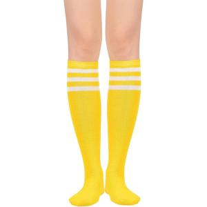 imageAmerican Trends Womens Softball Socks Knee High Socks for Cosplay Party Stockings Leggings02 1 Pack Yellow White