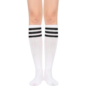 imageAmerican Trends Womens Softball Socks Knee High Socks for Cosplay Party Stockings Leggings05 1 Pack White Black