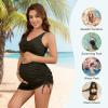 imageAmerican Trends Maternity Swimsuit Two Piece Pregnancy Bikini Set with Skirt High Waist Maternity Bathing Suit for WomenDark Green