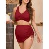 imageAmerican Trends Maternity Swimsuit Two Piece Pregnancy Bikini Set with Skirt High Waist Maternity Bathing Suit for WomenWine Red