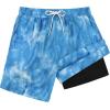 imageAmerican Trends Mens Swim Trunks with Compression Liner Quick Dry Swimsuits Mens Bathing Suit SwimwearBlue Tie Dye